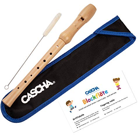 Cascha HH 2074 Holzblockflöte deutsche Griffweise I Ahorn Blockflöte C Sopran mit Zubehör I Mit Spaß Blockflöte lernen für Kinder & Erwachsene I Hochwertige Kinderflöte ab 6 Jahren ideal für Anfänger