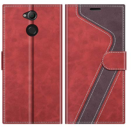 MOBESV Coque pour Sony Xperia XA2 Ultra, Housse en Cuir Magnétique Fonction Stand Étui pour Sony Xperia XA2 Ultra, Rouge