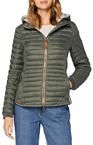camel active Damen leichte Steppjacke mit Abnehmbarer Kapuze Khaki, womenswear-44