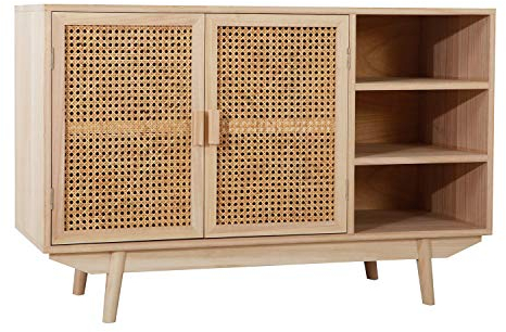 SKLUM Sideboard aus Holz mit 2 Regalen Ralik Braun Natur