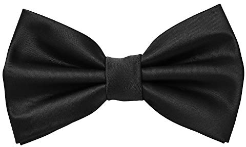 MASADA Herren Fliege Schwarz Seidenlook, stufenlos verstellbar, handgefertigt, Hakenverschluss - 12 x 6 cm 100% Polyester