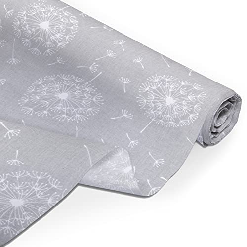 Amilian Baumwollstoff Meterware, Stoffe, Stoffreste, Stoffpaket: ca. 160 cm x 100 cm, zum Nähen, für Patchwork 100% Baumwolle DIY Baumwollstoff, Baumwolltuch, Nähstoffe, Pusteblume Grau