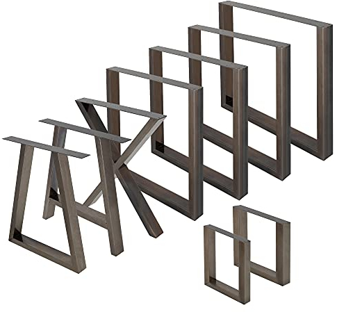 ECD Germany 2er Set Tischbeine aus Vierkantprofilen 90x72 cm Dunkelgrau pulverbeschichteter Stahl, Industriedesign, Metall Tischkufen Tischuntergestell Tischgestell Möbelfüße für Esstisch Schreibtisch