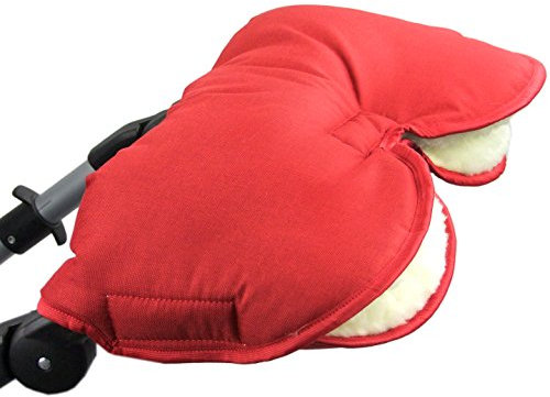 BAMBINIWELT Muff Handwärmer Handschuh für Kinderwagen Buggy mit Lammwolle für warme Hände universal MELIERT (rot MELIERT)