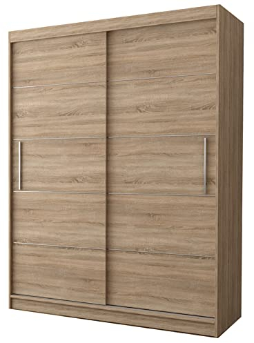 Fabryka Mebli Idźczak Kleiderschrank, Wohnzimmerschrank - Sonoma Schwebetürenschrank, Schlafzimmerschrank - 61 x 150 x 200 cm - Schrank für Schlafzimmer, Wohnzimmer, Garderobe, modern