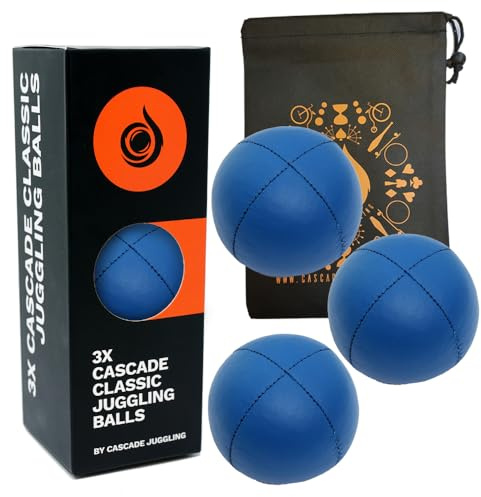 3 x Pro 115g Cascade Classic Jonglierbälle - Thud Jonglierbälle & Tasche - Set mit 3 Jonglierbällen (Blau)