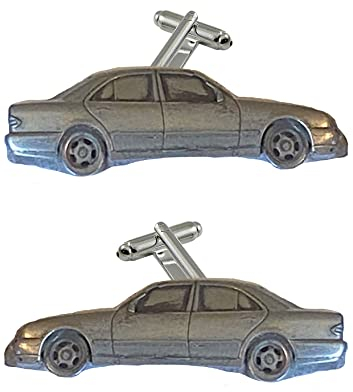 RefB5 Manschettenknöpfe, Motiv: Mercedes E-Klasse 1999, 3D-Zinn-Effekt, Auto-Design