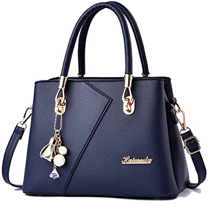 FANDARE Damen-Henkeltaschen Mehrfachtasche Handtasche PU-Leder Umhängetaschen Schultertaschen Wasserdicht Messenger-Tasche für Reisen Einkaufen Arbeiten Blau