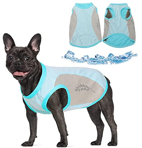 KIPETTO Dog Cooling Vest Lightweight Dog Ice-cooling T-Shirts with Reflective Strip Puppy Summer Breathable Clothing, M