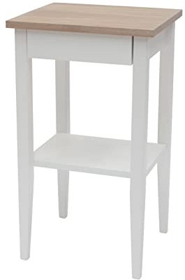 ENTLIK 40x30x70cm Beistelltisch Telefontisch mit Furnierplatte, Schubladen und Regal - FSC-Holz