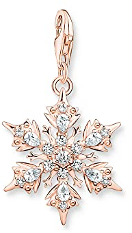 Thomas Sabo Charm-Anhänger Schneeflocke mit weißen Steinen vergoldetes Silber 1903-416-14
