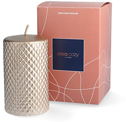 Stumpenkerze Barcelona | champagner | 7x11cm | Brenndauer: ca. 65 h | ohne Duft | Adventskerze | Deko Kerze für Weihnachten, Adventskranz