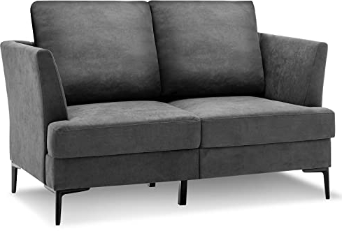 COSTWAY Doppelsofa 2 Sitzer modern, Stoffsofa Polstersofa Sofa grau für 2-3 Personen, Loungesofa Couch im Wohnzimmer, Schlafzimmer