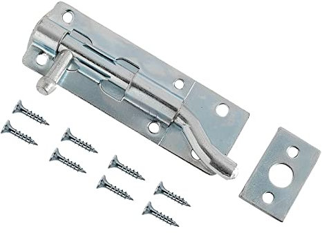 TERF® Heavy Duty Necked Tower Door Bolt Barrel Slide Lock Necked Door Bolt Galvanised 100mm [4''] Door Latch Catch with Screws Ideal Door Locks for Internal and External Doors - Pack of 1