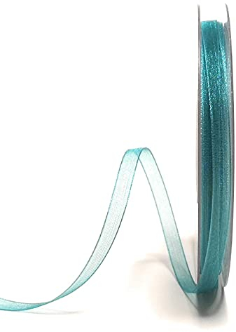 s.dekoda Schleifenband 50m x 6mm Türkis - Petrol Organza Chiffon Geschenkband Organzaband [1350-246]