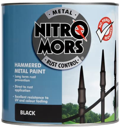Nitromors Metal Paint Hammered Finish for Doors Furniture Gates UV Resistant 250 Hours Salt Spray Protection, Black 2.5 L