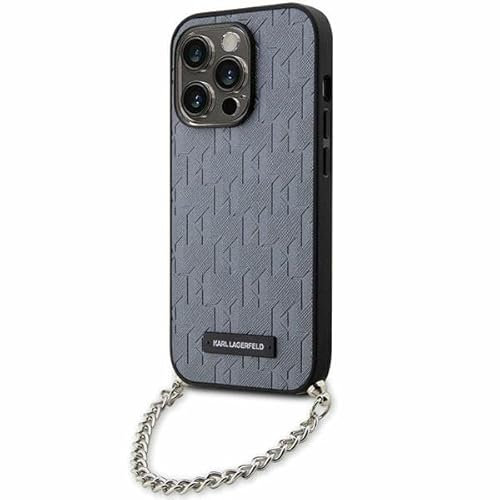 Karl Lagerfeld KLHCP14LSACKLHPG Hülle für iPhone 14 Pro 6.1 Silber hardcase Saffiano Monogram Chain
