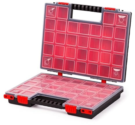 Mivos Scatola di Assortimento Su Entrambi i Lati, 399 x 303 x 100 mm, Con 42 Scomparti per Piccole Parti, Robusta per Viti e Accessori, Ideale per Officina