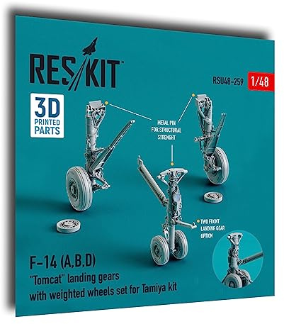 Reskit RSU48-0259 1/48 F-14 (A,B,D) Tomcat Fahrwerke mit beschwerten Rädern Set für Tamiya Kit (Harz & 3D-Druck)