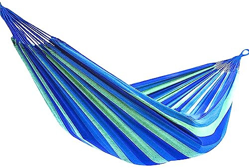 NTEK Hammock Garden Camping Swing Portable | Outdoor Cotton Hammock with Tree Straps | Outdoor Woven Canvas Hammock Portable | Hammock Canvas Soft Swing Sleeping (BLUE 2person)