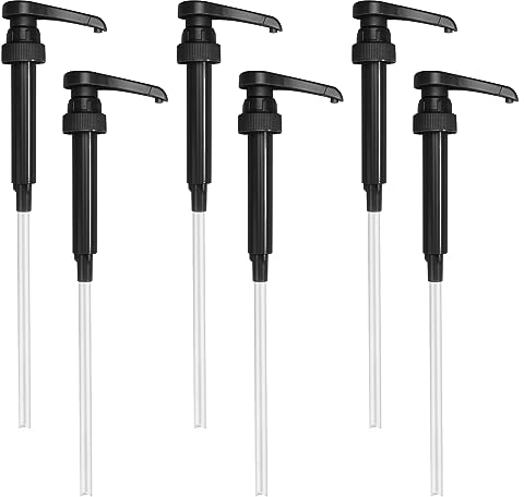 WGDVVJV Coffee Syrup Pump Black 6 Pcs Reusable Pump Bottle Dispenser Fits Most 750ml Syrup Dispenser for Home Drink House Bar Coffee