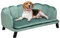 PawHut Sofá para Perros Medianos Sofá Cama para Mascotas Gatos Tapizado en Terciopelo con Patas de Madera Carga 25 kg 98,5x60,5x35,5 cm Verde