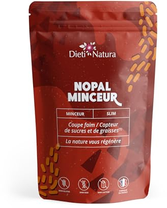 DIETI NATURA - Nopal - Gélules Minceur - Favorise La Perte De Poids - Sans OGM, Sans Gluten & Sans Lactose - Fabriqué En France - 120 Gélules