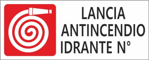 M-ITALY CARTELLO SEGNALETICO UNI - Lancia antincendio idrante N° - Adesivo Extra Resistente, Pannello in Forex, Pannello In Alluminio (15x6, Adesivo)