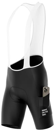 INBIKE Fahrrad-Trägerhose für Herren, 3D-gepolstert, atmungsaktiv, Rennrad-Shorts, leicht, mit Taschen, Schwarz, Mittel
