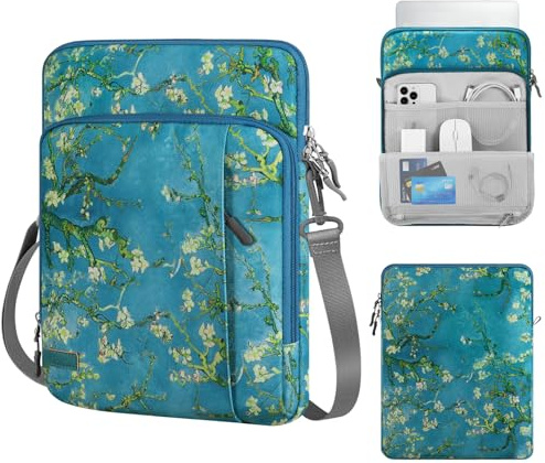 MoKo 13.3-14 Inch Laptop Sleeve Bag with Accessory Pocket | Laptop Carrying Case Fits MacBook Pro 14-inch M3/M2, MacBook Air 13.6-inch M2 and Surface Pro 9/8 13-inch, Apricot Flower