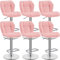 Yaheetech Lot de 6 Tabourets de Bar Réglables en Hauteur Modernes,Chaises de Bar en Similicuir et Métal,Tabouret Haut Capacité de Charge Maximale 136 kg,44 × 50,5 × 89 cm Rose