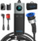 iLa Tech Mobile Wallbox 22kW, EV Ladegerät 32A für EV PHEV mit Typ 2 Ladekabel 5M, LCD Display, IP66 Wasserdicht mit Kabelhalterung Aufbewahrungstasche und Adapter CEE 32A Rot 3 Phasig + EU Schuko 16A