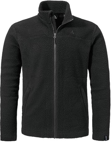 Schöffel Herren CIRC Fleece Jk Style Purga MNS, kreislauffähige Fleecejacke aus kuscheligem Sherpa Fleece, wärmende, schnell trocknende Outdoor Jacke mit fast 100 % Recyclingfähigkeit, black, 52