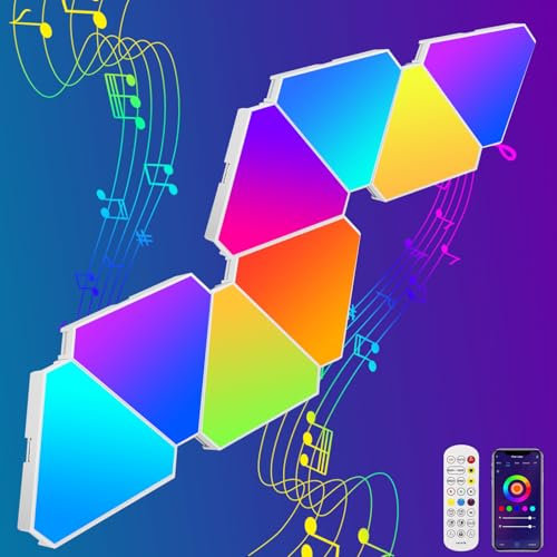 ZONJIE Dreieckige LED-Lichtpaneele – 8er-Pack dreieckige LED-Leuchten für Gaming-Setups, intelligente dreieckige Wandleuchte, DIY-Geometrie-Spleißmodul, APP-/ferngesteuerte (Wanddeko)