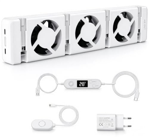 Sorlpv Heizkörper Ventilator mit Smartes Thermostatschalter, 3 Fans Heizkörperverstärker für Heizungen, Effizienz der Heizung, Bis zu 25% Energie Einsparen, Geräuscharm Heizungsventilator (Mono Set)
