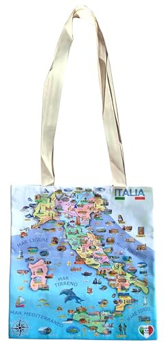 Generico Borsa Shopper Spesa Italia Cotone 35x42 cm Regalo Idea Prodotto Italiano Souvenir