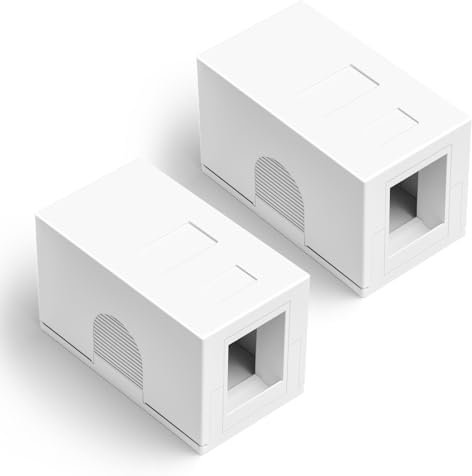 LEENUE 1-Port Keystone Jack Aufputzdose für STP Cat7/Cat6A RJ45 Keystone Jack, rj45 Aufputzdose für UTP Cat6/Cat5e/Cat5 RJ45 Keystone Jack Weiß, 2-Pack