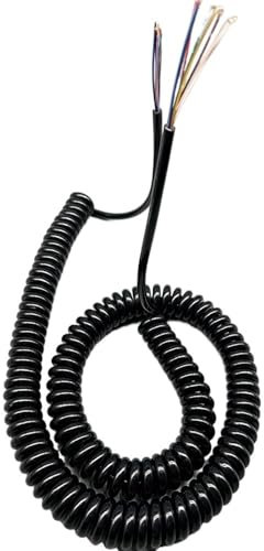 VAYEODEYU Elektrisches Spiralkabel, Kabel, 24 AWG, Spiralkabel, 9-adrig, spiralförmig, teleskopisch, aus reinem Kupfer, hochelastischer Drahtmantel, Kabelspiralverlängerung(Stretch 1.25 meter)