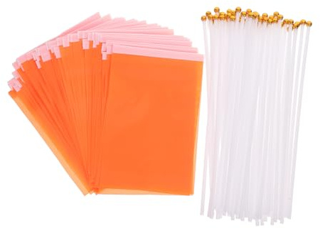 FONDOTIN 50 Pièces Mini-bannière Triangle De Basket Bannière Orange Mini Drapeaux Sur Bâtons Drapeau Jj Drapeaux De Jardin Blancs Vierges Facieux De Poche Marqueurs De Fil Orange Polyester