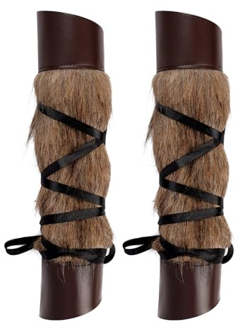 YJZQ Unisex weiche Handgelenkschützer Wikinger Plüsch Armband Mittelalterlicher Kunstleder Armschützer Vintage Armstulpen Barbaren Armbänder für Rollenspiele, Halloween, Abschlussbälle