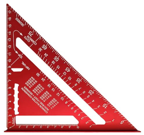 Carpenters Speed S-quare, 7 inch Metric Triangle Ruler, Carpenters Square with 14 Types of Drill Holes, Aluminum Alloy Carpenters Tools, Triangle Ruler Protractor for Angle Measuring Marking