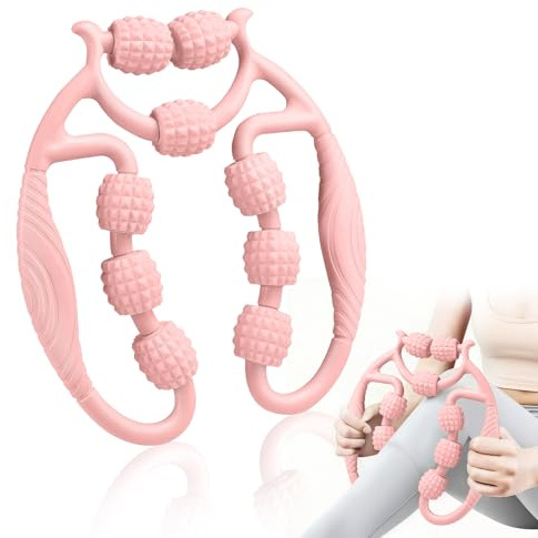Massageroller Beine, Muskeltherapie-Massagestab, Anti-Cellulite Massagegerät & Lymphdrainage, Cellulite Roller, Massagegerät Massageroller für Beine, Oberschenkel (Rosa 9)