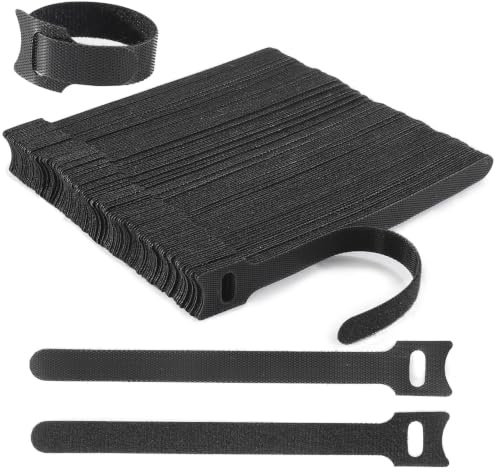 100 Stück Klettband Kabelbinder Klett,100 x 10 mm Nylon Kabelklett,Verstellbare Klett Kabelbinder Klettverschluss zum Organisieren von Kabeln für Büro Home Garten Kabel-management ect (Schwarz)