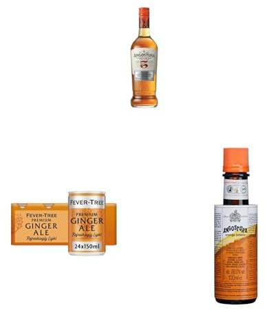 Angostura 5 Year Old Superior Gold Caribbean Rum, Fever-Tree Refreshingly Light Ginger Ale and Angostura Orange Bitters
