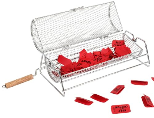 Tokenhigh Tombola-Trommel, Lotterie-Drehzeichnung mit Drehgriff aus Holz, Metall-Tombola-Korb, Große Kapazität 11.6 x 4.9 Tombol-Spinner für Party Spiele Events Werbeaktivitäten