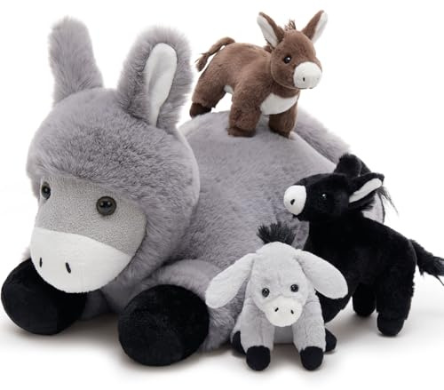 MorisMos groß Esel Kuscheltier XXL mit Baby im Bauch, 46cm weich riesen Esel Stofftier Plüschtier Spielzeug, Plüsch Donkey Geburtstag Weihnachten Geschenk für Kinder Baby