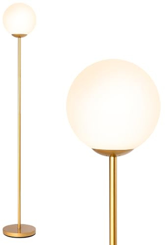 COSTWAY Stehlampe modern, freistehende Stehleuchte mit praktischem Fußschalter, E27-Glühlampensockel & stabilem Metallmast, Leselampe für Wohnzimmer, Arbeitszimmer & Schlafzimmer
