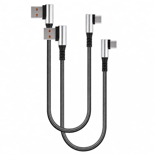 2PCS Câble USB C Coudé 90 Degrés 0,5 m, Câble USB vers USB C, Charge Rapide 6A, Câble USB C vers USB A Nylon Tressé, Compatible Smartphone Tablette PC, Charge et Synchronisation Stable au Quotidien