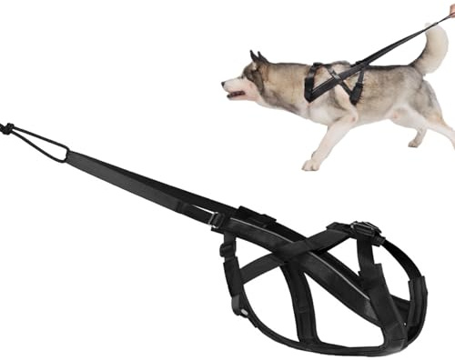 Hunde-Zuggeschirr, verstellbares Hundeschlittengeschirr für Verhaltenstraining, Gewichtziehen, Canicross, Ski-Jöring, schwarz, für Hunde