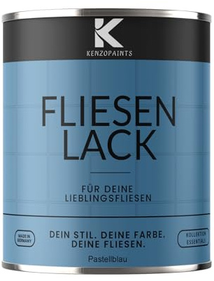 KENZOPAINTS Fliesenlack Fliesenfarbe Seidenmatt Farben Lack Fliesen Wand Boden Bad Küche Wandfliesen Bodenfliesen (Pastellblau - RAL 5024, 2,5 Liter)